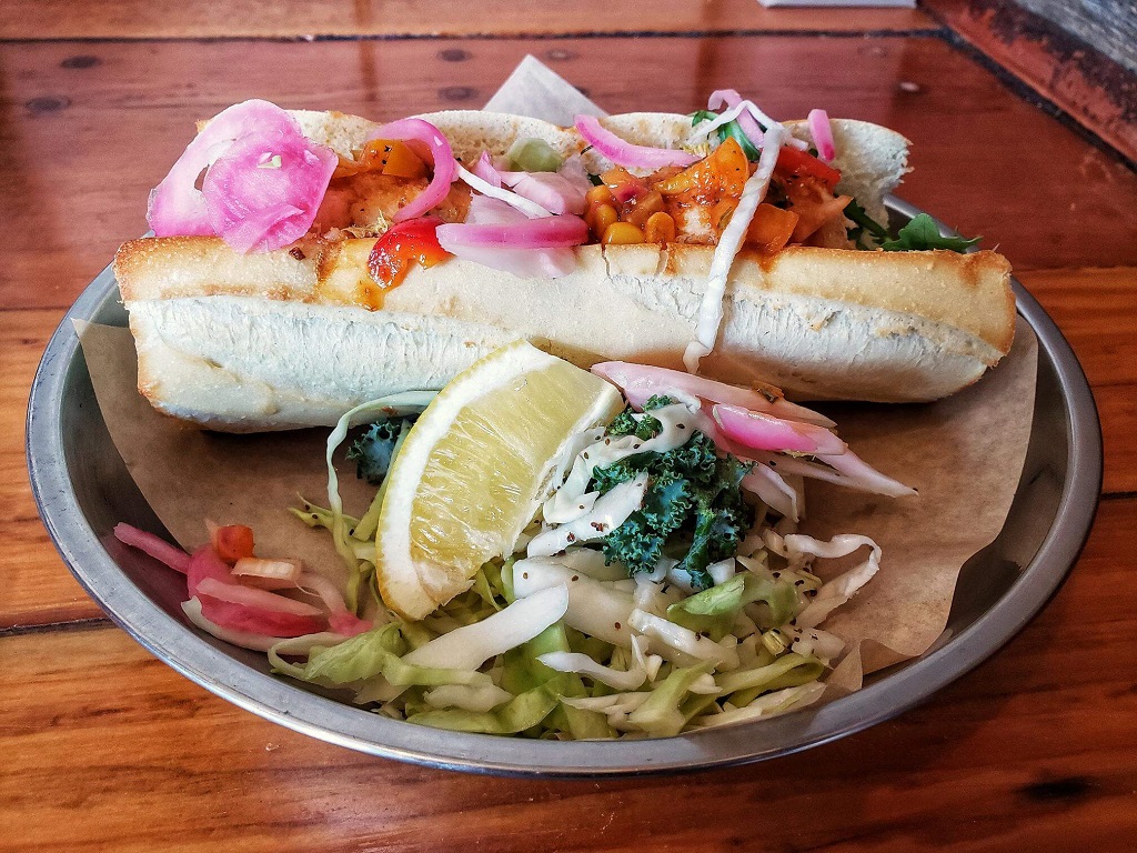 the fish counter crab and shrimp baguette